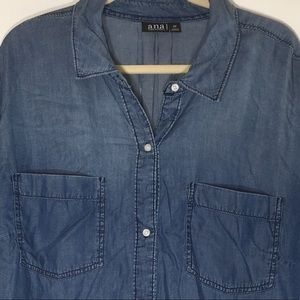 A.N.A. 2x Chambray Button Down Blouse